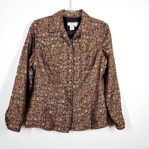 COLDWATER CREEK FLORAL BUTTON FRONT JACKET
